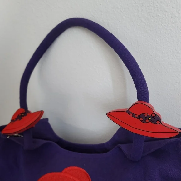 Get Lucky / Purple / Red Hat Lady/ Purse / Tote & Red Feather Hat w/Heart Gems - Picture 3 of 16